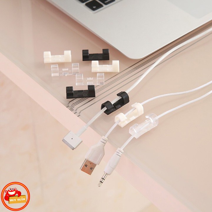 Bộ 20 Nẹp Dán Tường Cố Định Dây Điện Chống Rối - Kẹp Giữ Dây Cáp Sạc