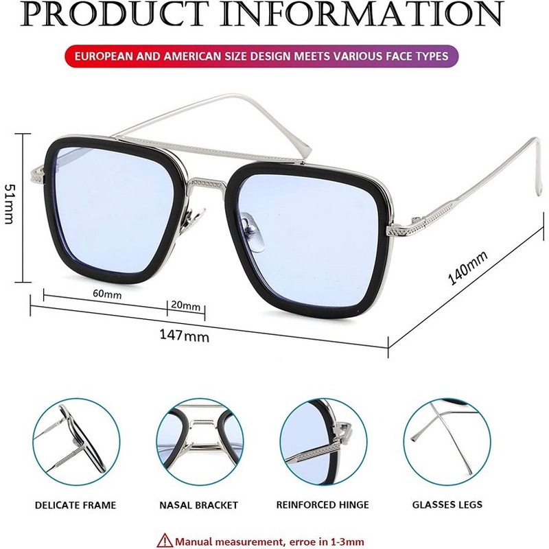 Tony Stark người Sắt Kính Mát Gọng Sắt Chống Nắng Phong Cách Cổ Điển Cho Nam Sử Dụng Hàng Ngày