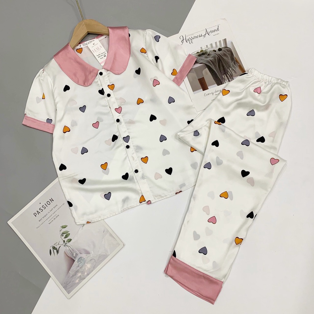 Pijama lụa cộc dài mango mềm mịn⚡màu sắc tươi mới⭐hình in sắc nétfull sizebao đẹp, độ co giãn nhẹ