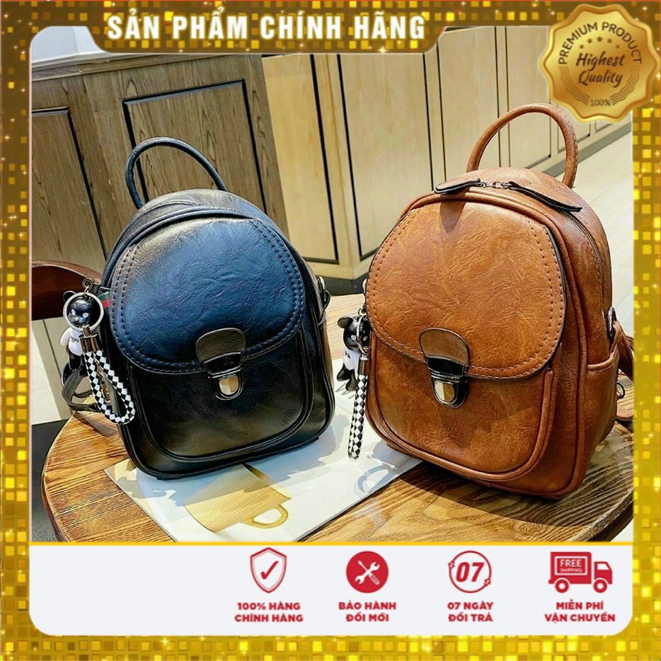 ⚡SALE HOT⚡ Balo Gấu Mini Siêu Xinh - Da Pu Ngăn Lớn Khóa Kéo Ngăn Nhỏ Khóa Gập