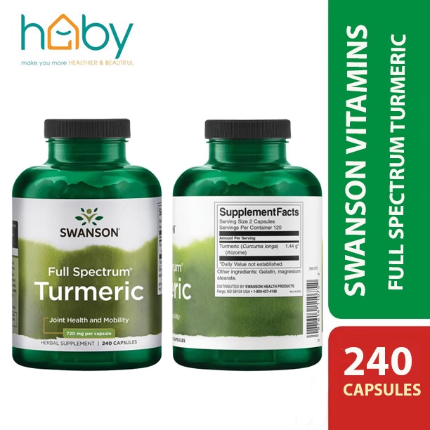 Viên uống Tinh Bột Nghệ Swanson Premium- Full Spectrum Turmeric 720mg 240 viên