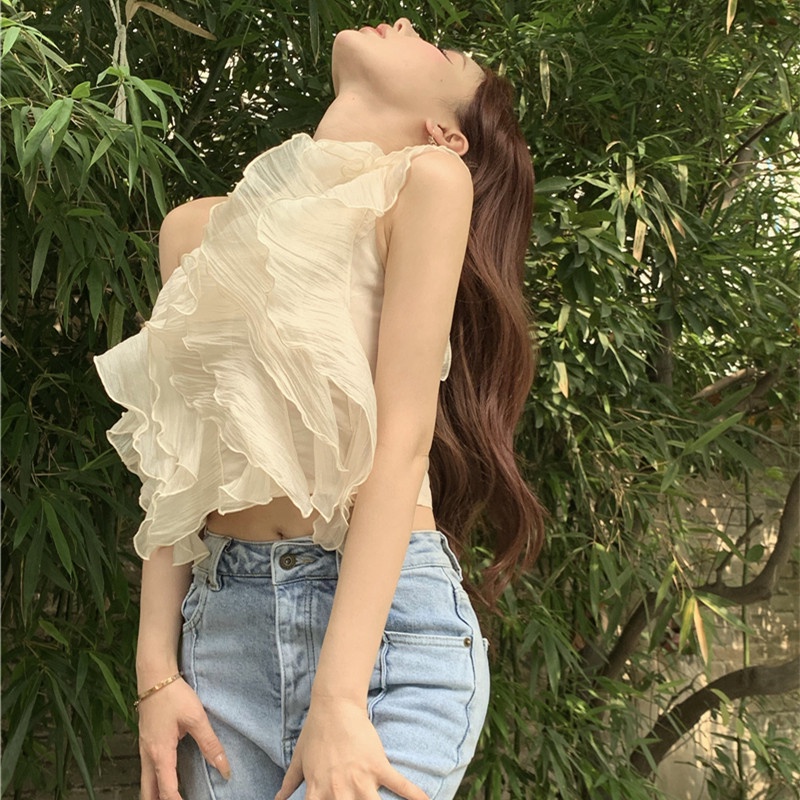 Áo Voan Không Tay Trễ Vai Thời Trang Quyến Rũ Dành Cho Nữ