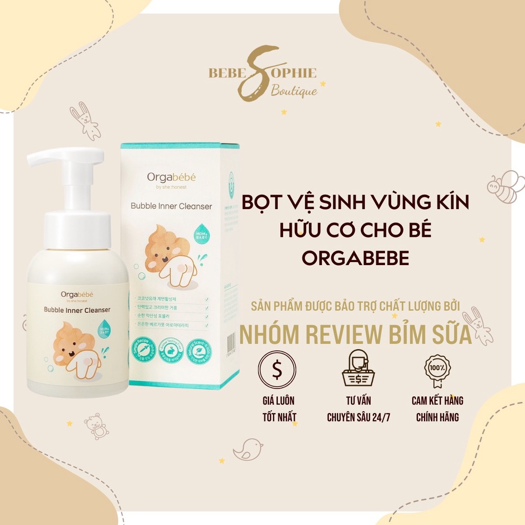 Chính hãng - Dung dịch vệ sinh hữu cơ dạng bọt Orgabebe cho bé trai và bé gái 300ml