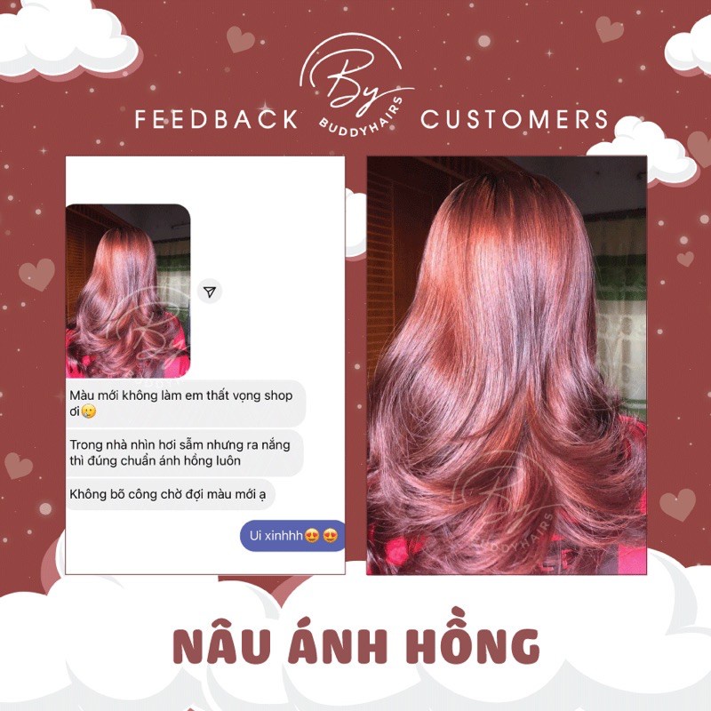 Thuốc nhuộm tóc Nâu ánh hồng không cần dùng Thuốc tẩy