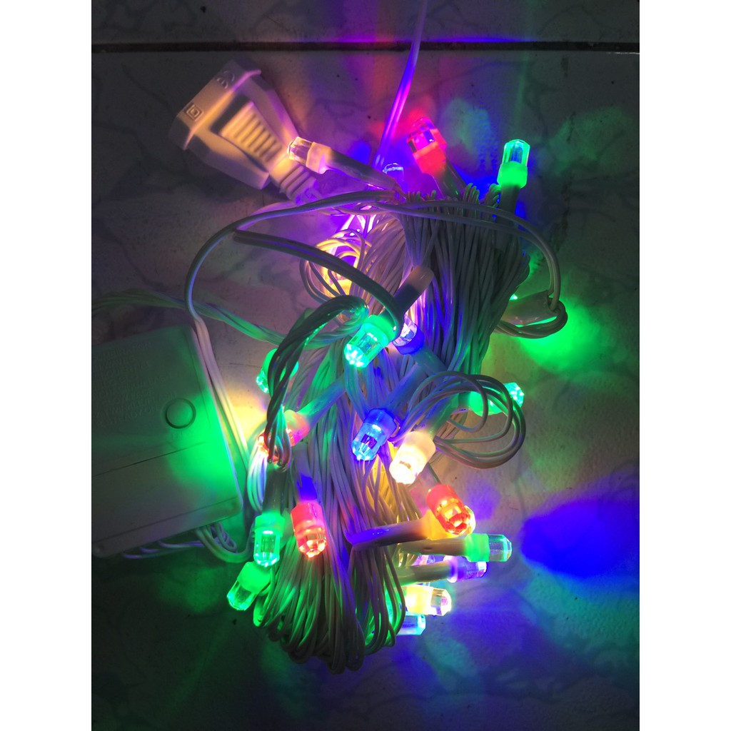 Dây đèn led lục giác có chớp 8m 7 tim có đầu nối