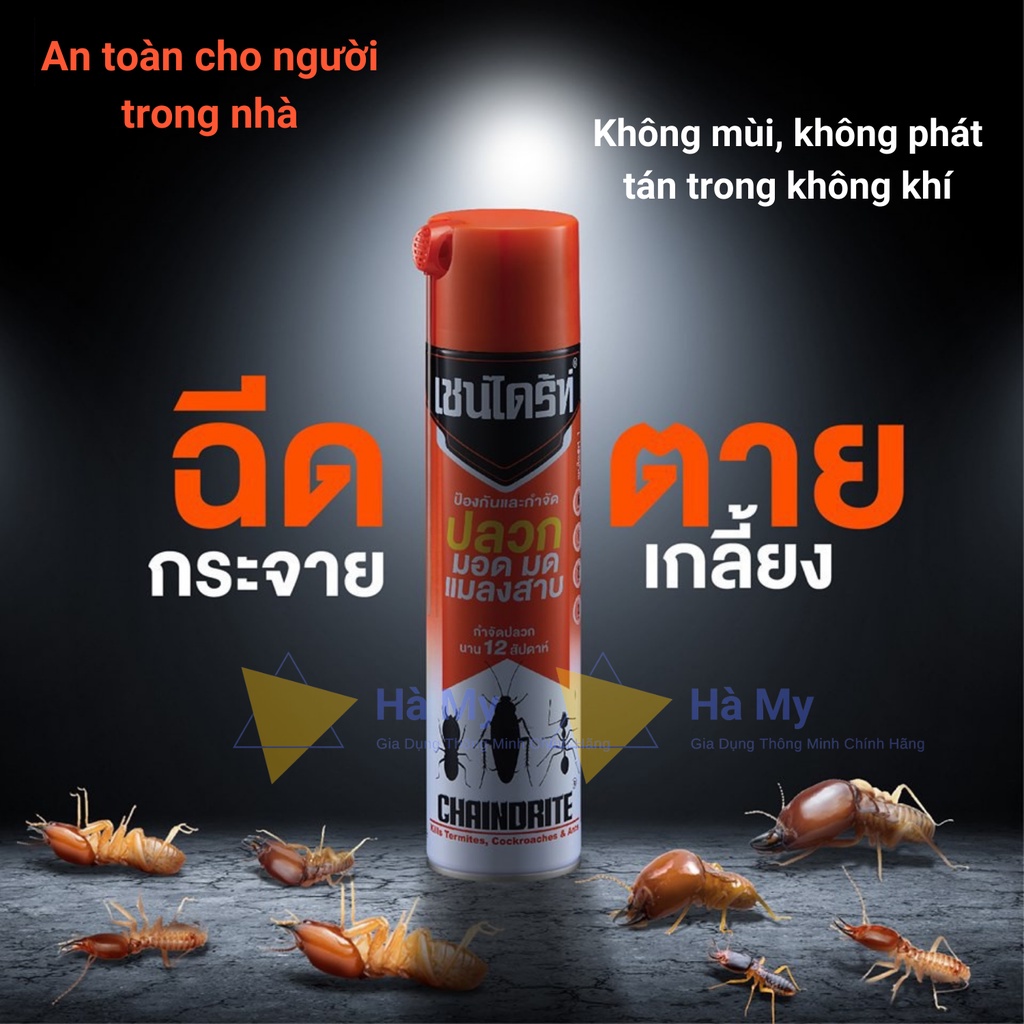 Bình Xịt Mối,Muỗi,Gián Và Các Loại Côn Trùng ChainDrite Thái Lan 600ml - An Toàn Cho Người Sử Dụng,Hàng Chính Hãng