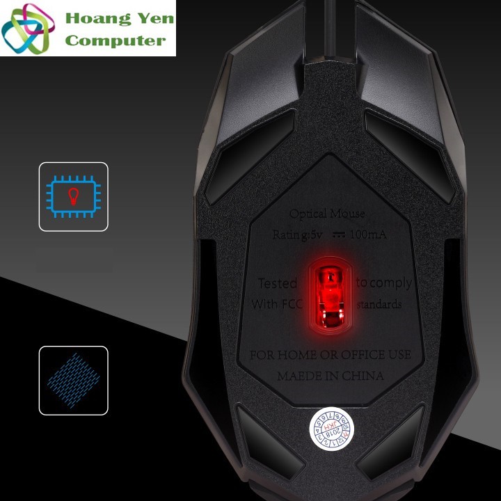 Chuột Có Dây Chasing Leopard K2 Led 7 Màu Đơn Sắc, 1600DPI - BH 12 Tháng - Hoàng Yến Computer