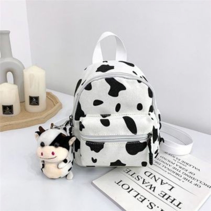 [SIÊU HOT] Balo nam nữ thời trang họa tiết bò sữa kiểu mới size mini, đôc đáo hàng chất lượng style kitishop
