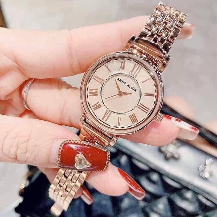 Đồng hồ nữ Anne Klein vàng hồng, mặt số la mã - Size 30mm