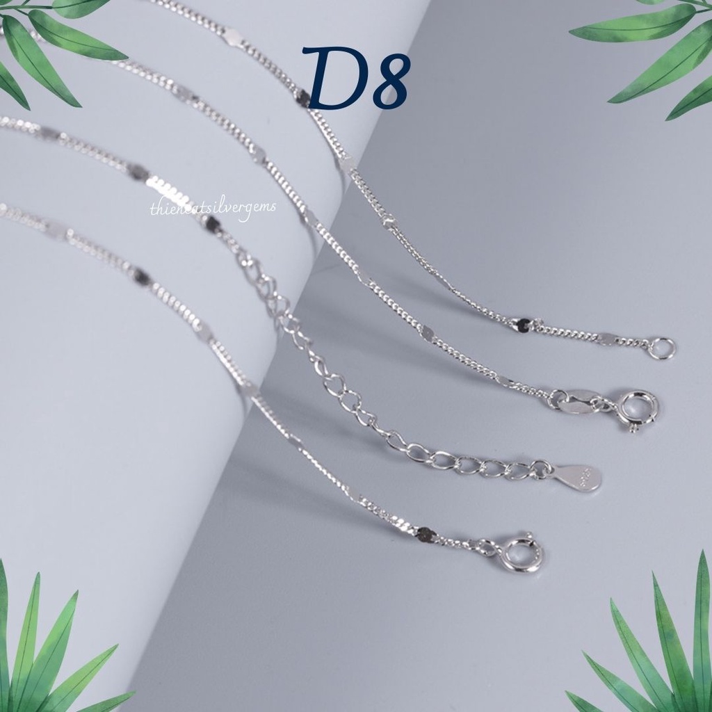 D8 Dây chuyền Bạc thật Thiên kiểu khoen lật tráng gương