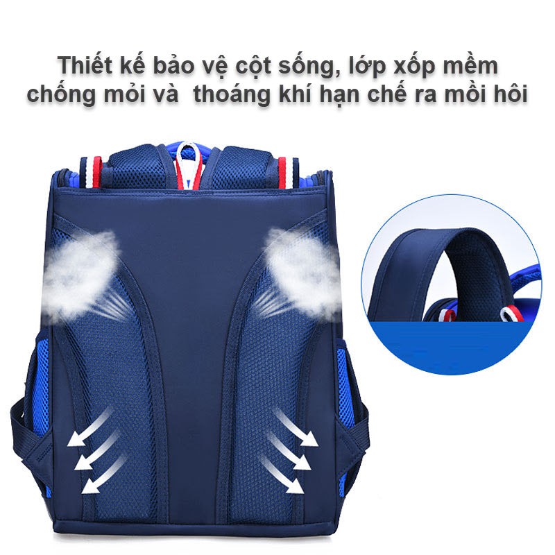 Balo đi học cho bé trai bé gái tiểu học balo chống gù chống thấm nước vải dù hình gấu dễ thương (BL571)