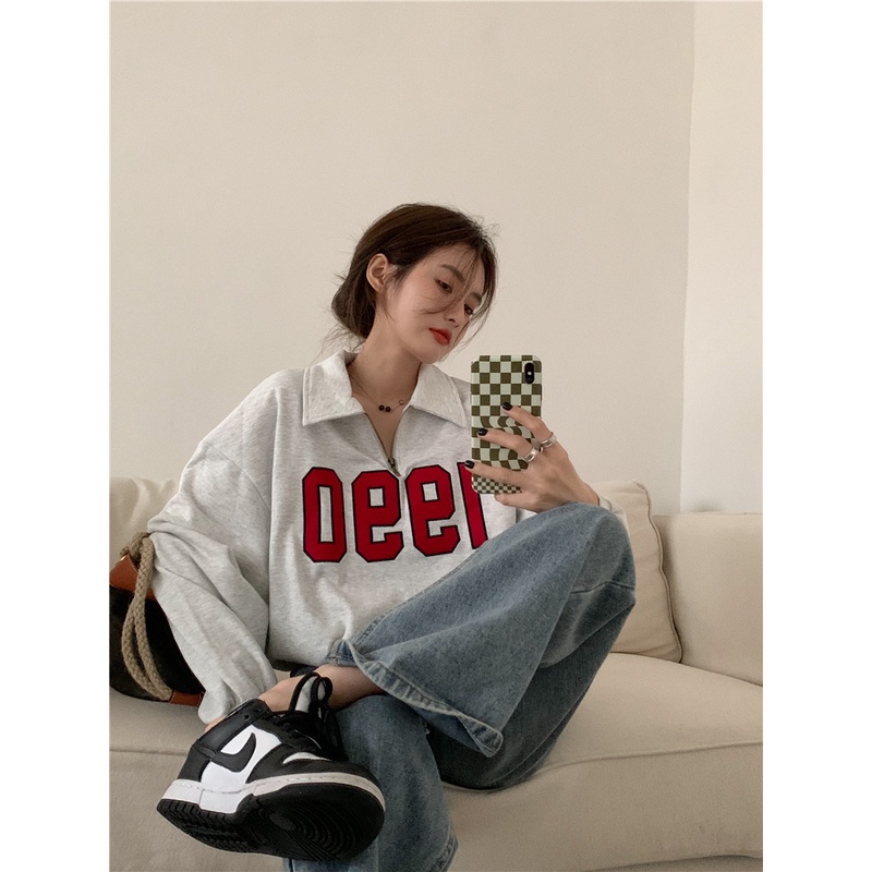 Áo thun dài tay cổ bẻ phong cách Hàn Quốc trẻ trung dành cho nữ | BigBuy360 - bigbuy360.vn