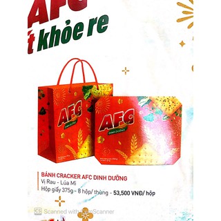 (Quà Tết) Thùng 8 hộp giấy Bánh Cracker AFC dinh dưỡng 375g - Vị rau lúa mì