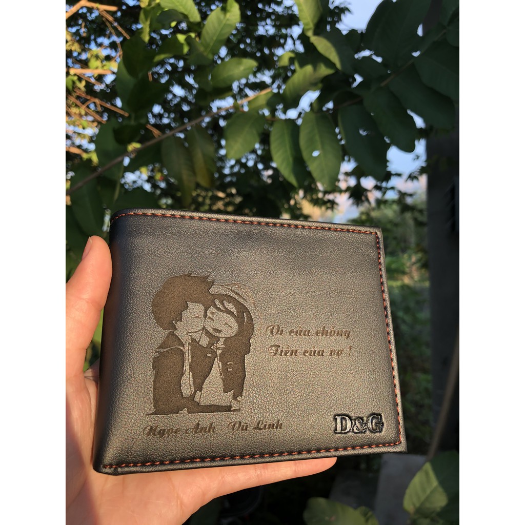 Ví da nam cao cấp - Ví da khắc hình theo yêu cầu - Ví da tình yêu