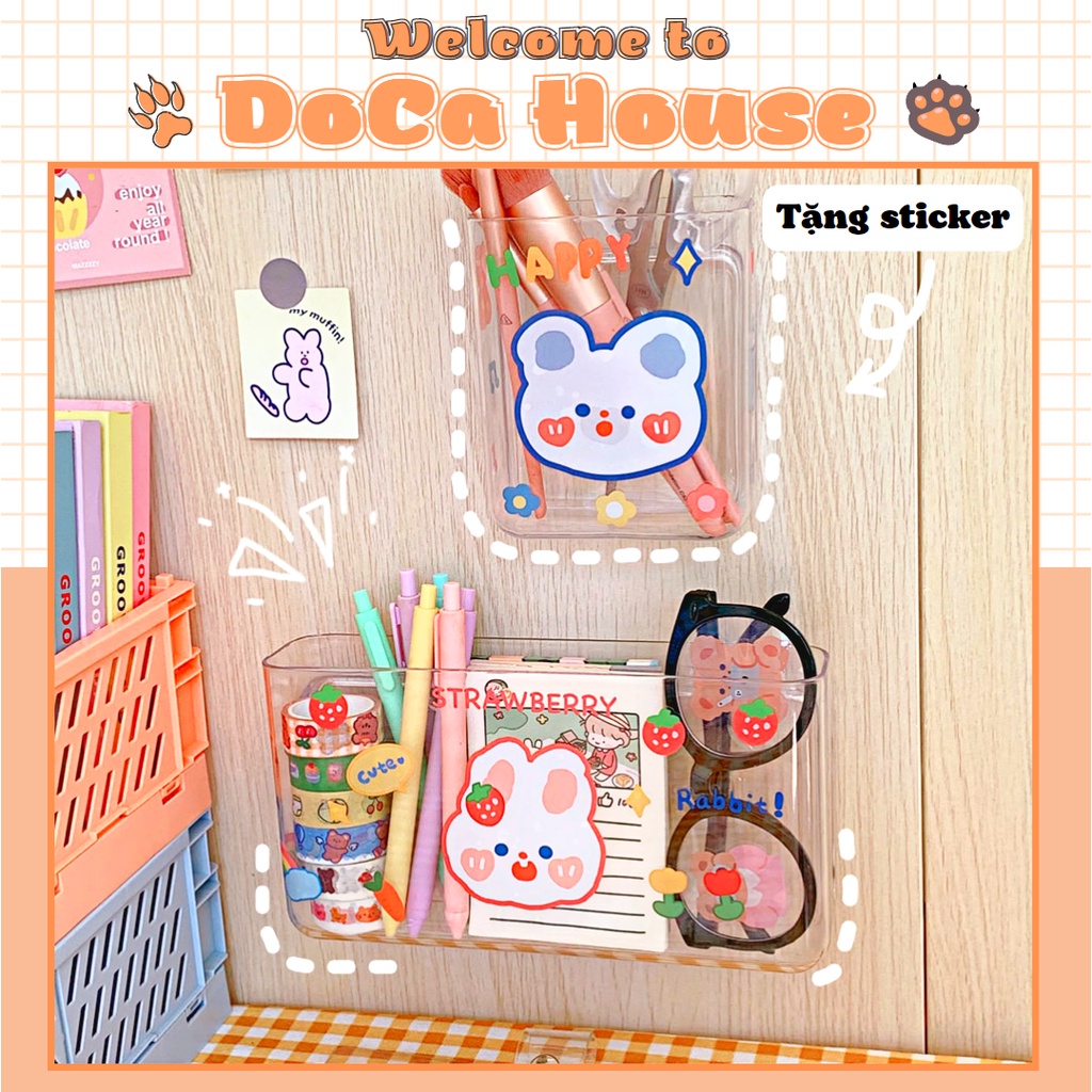 Hộp đựng bút trong suốt treo tường, kệ đựng đồ decor tiện lợi (tặng sticker) - DC49
