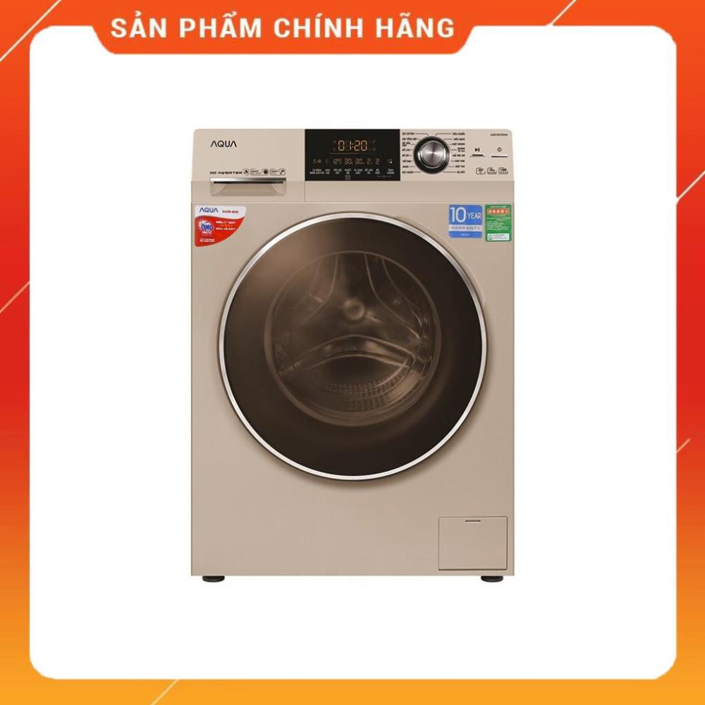 [Mã ELMS5TR giảm 5% đơn 5TR] [ FREE SHIP KHU VỰC HÀ NỘI ] Máy giặt Aqua cửa ngang 10 kg màu vàng kim AQD-DD1000A.N