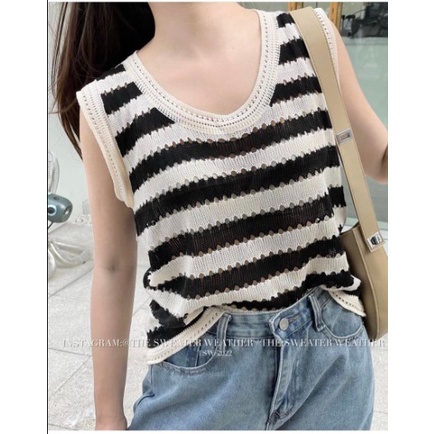 Áo ba lỗ len mongtoghi kẻ ziczac basic