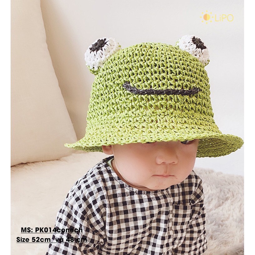Mũ cói chống nắng hình chú ếch đáng yêu cho bé