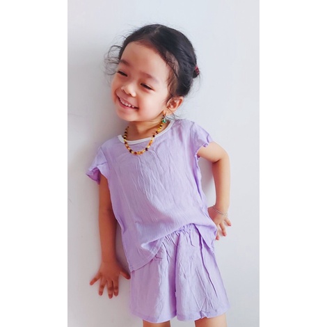bộ đồ hè cho bé gái lanh đũi