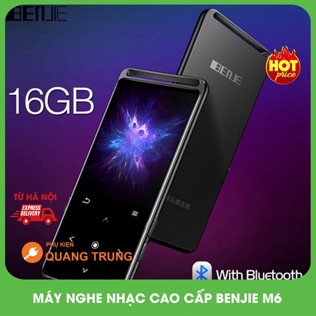 Máy nghe nhạc benjie M6,16Gb bộ nhớ trong và bluetooth 5.0