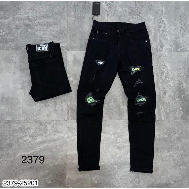 [Free Ship] Quần Jeans Nam DSQ Vá LV Cực Xịn - Quần Jean DSQ Vá Hoa Văn Cao Cấp
