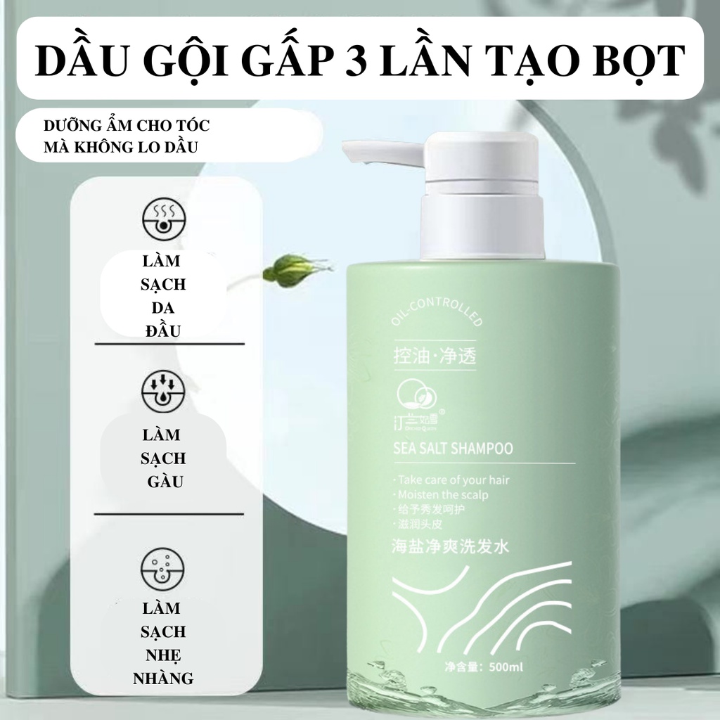 Combo dầu gội, sữa tắm, dầu xả nước hoa muối biển ORCHIDQUEEN 500ml, loại bỏ gàu hương thơm lâu dài cho phái nữ