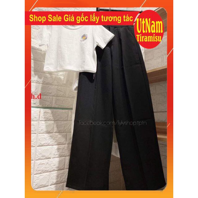 Sét áo croptop bodip hoa cúc + quần ống rộng