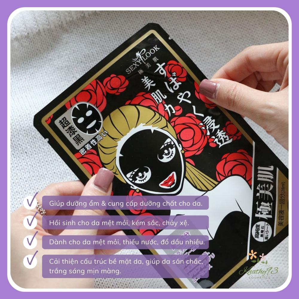 Mặt Nạ Siêu Cấp Ẩm Hoa Hồng Đỏ Sexylook Intensive Moisturizing Black Facial Mask Hộp 5 Miếng