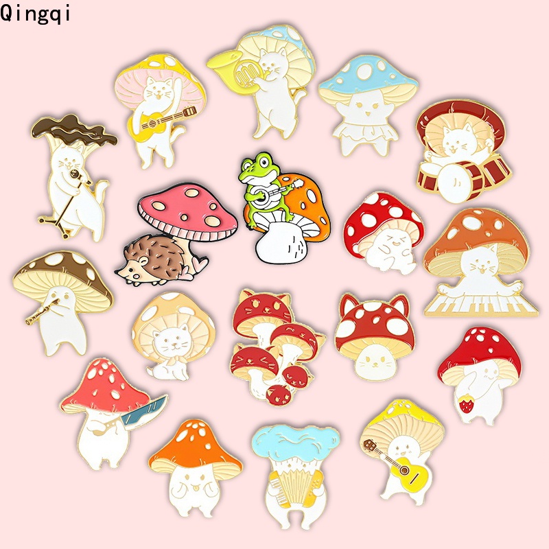 Ghim cài áo tráng men Miss Zoe hình cây nấm dễ thương cho trẻ em