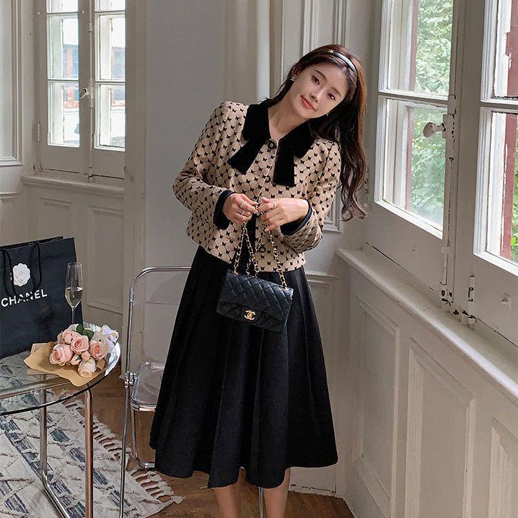 Set áo khoác vest thắt nơ phối chân váy caro phong cách Pháp Retro thời trang mùa thu cho nữ 2021 27 | BigBuy360 - bigbuy360.vn