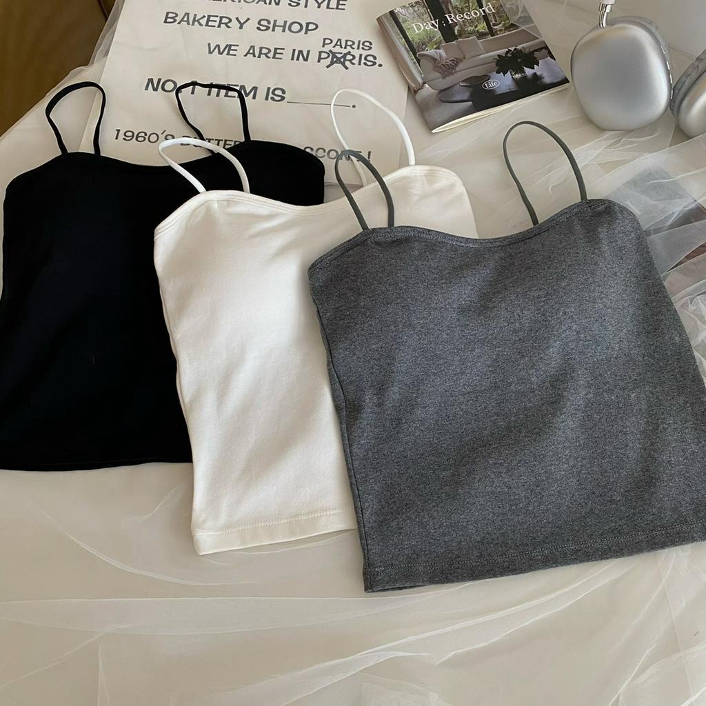 Cocory vn Áo Hai Dây Có Mút Đệm Ngực Thời Trang Mùa Hè Phong Cách Hàn Quốc Cho Nữ