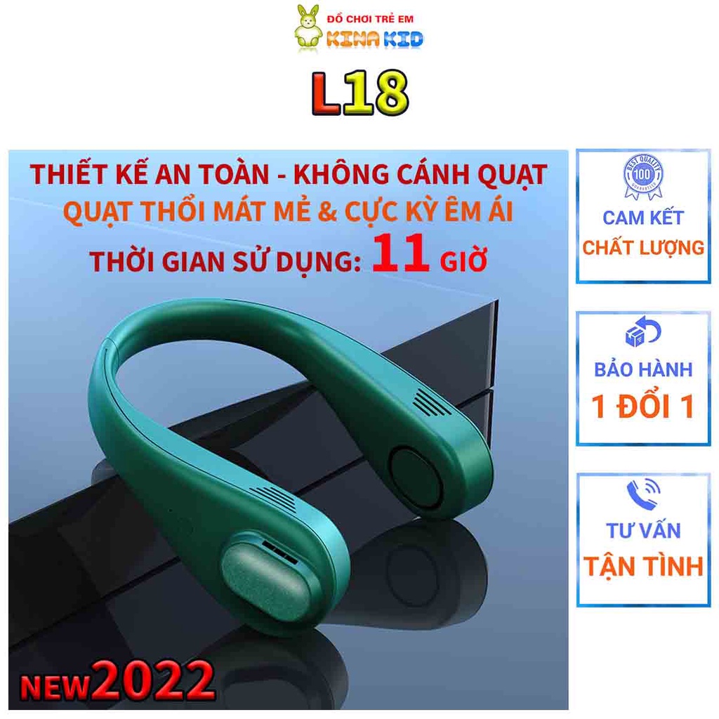 Quạt Đeo Cổ Không Cánh Cao Cấp L18, Điều Chỉnh 3 Tốc Độ, Mát Mẻ, Vui Vẻ, Sảng Khoái