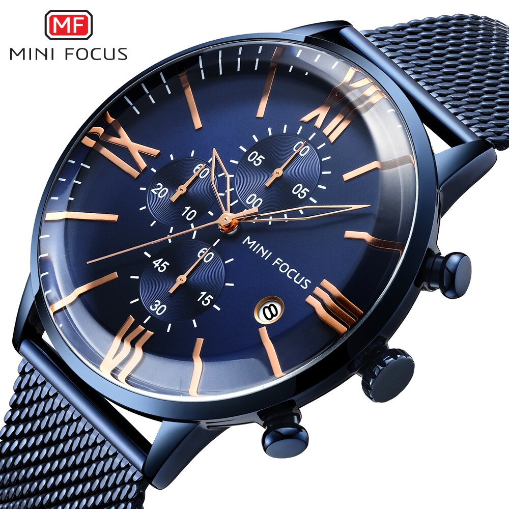 Mini FOCUS Đồng Hồ Quartz Nam Hiển Thị Ngày Đa Năng Chống Thấm Nước Thời Trang