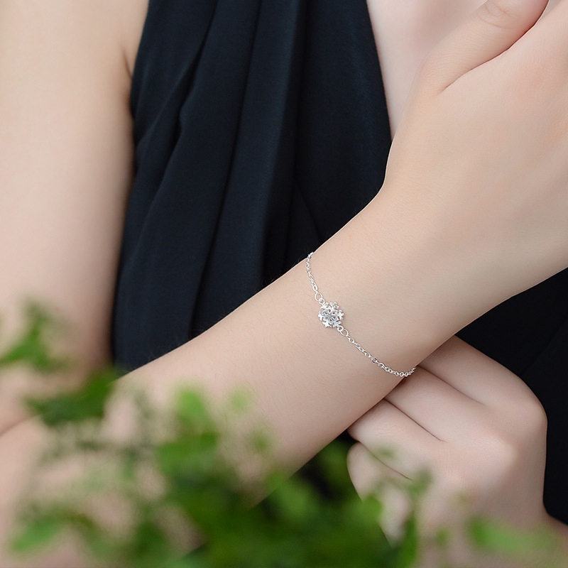 Vòng tay/ vòng chân mạ bạc 925 bông tuyết cho nữ