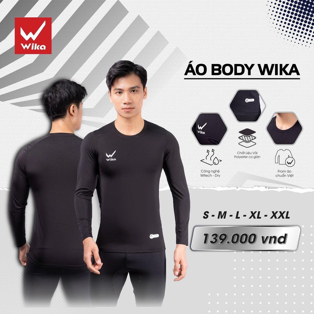 Áo Thể Thao Giữ Nhiệt Wika Ôm Body , Áo Thun Tập Gym Thể Thao Ôm Body Co Giãn 4 Chiều Cực Tốt