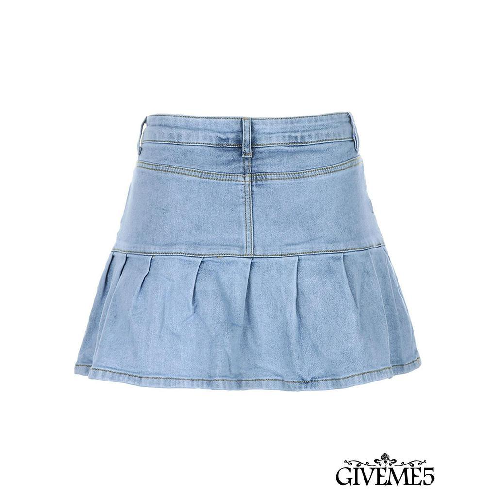 Váy Jean Màu Trơn Thời Trang Cho Nữ