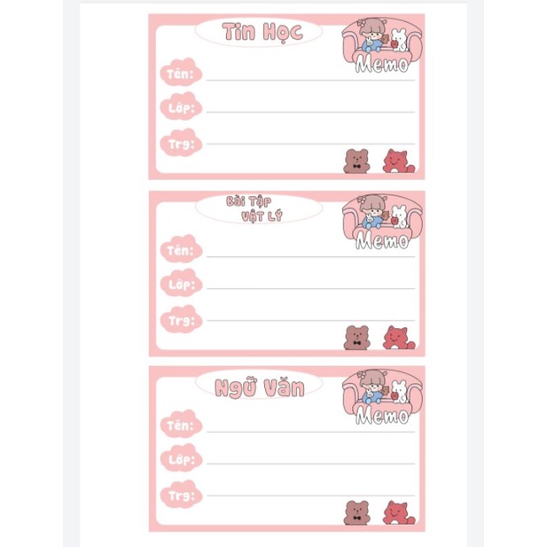 Set 21 nhãn vở môn học