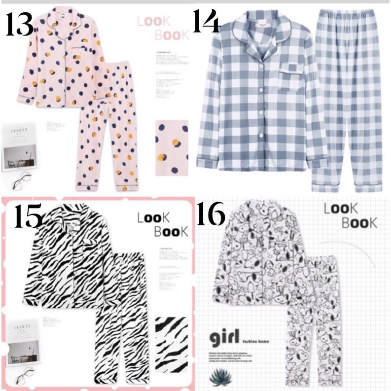 Bộ Pyjama dài tay look book nhiều màu hàng QC cực xinh