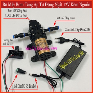 Máy bơm nước mini 12v tăng áp phun sương, rửa xe, hút nước bể cá