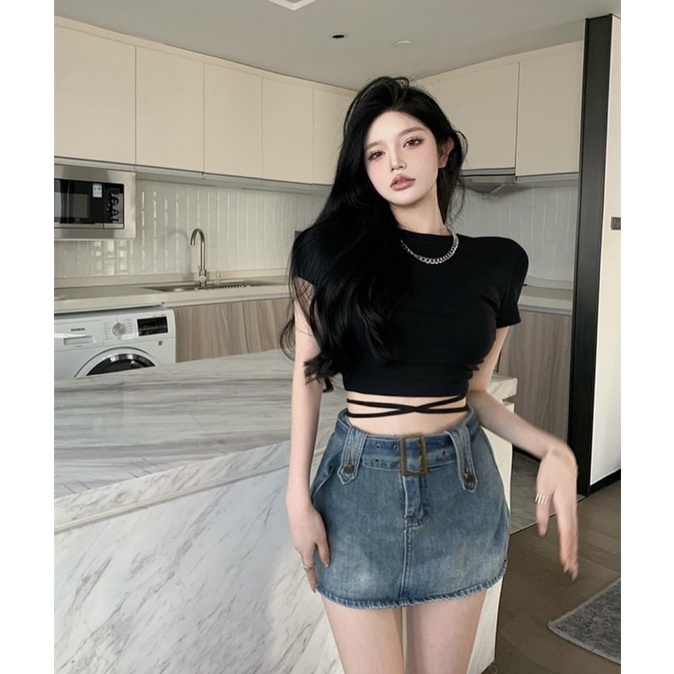 ÁO CROPTOP HỞ ĐAN DÂY LƯNG (TH)