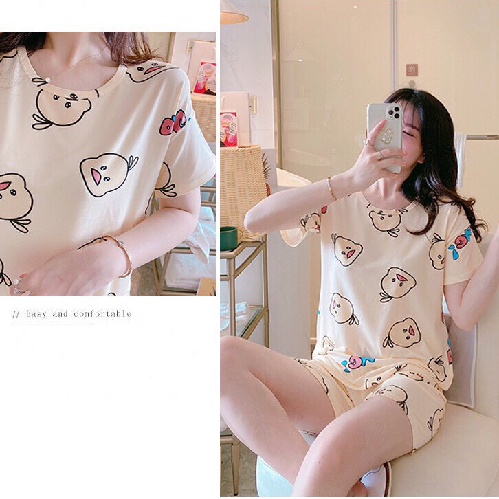 [QUẦN ÁO NGỦ NỮ HÈ 2021] [100% COTTON thun lạnh ]  - Set bộ đồ ở nhà cộc tay phong cách Hàn Quốc | BigBuy360 - bigbuy360.vn