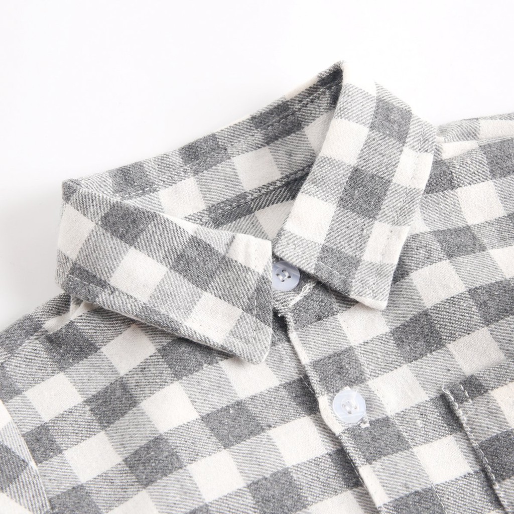 Áo Sơ Mi Liền Thân Sanlutoz Caro Bằng Cotton Tay Dài Dành Cho Bé Trai Sơ Sinh