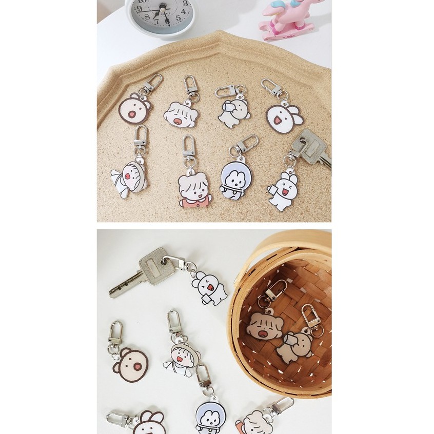 Móc Chìa Khoá Hoạt Hình Bằng Acrylic Có Kẹp Lò Xo Tiện Lợi MPK09