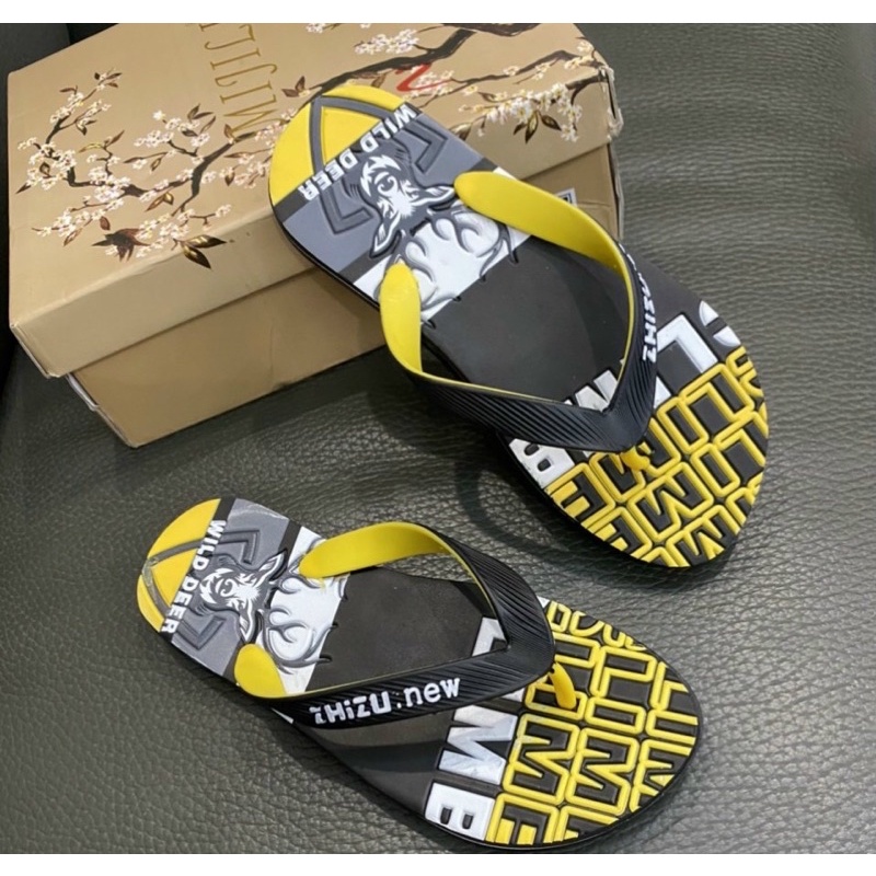 Dép tông đi biển thời trang nam đế cao su có hoạ tiết, Dép kẹp mùa hè phong cách trẻ trung năng động btshop từ 40-44