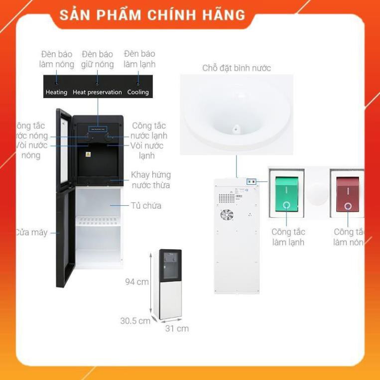 ♥️ [FreeShip] Cây nước nóng lạnh MIDEA YD1518S-X , Hàng chính hãng - Bảo hành 12 tháng