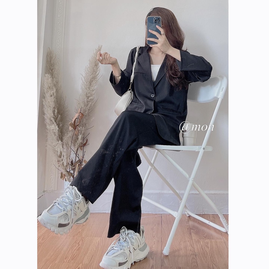 2101192 Quần vải ống rộng dáng suông dài cho nữ phong cách ulzzang basic chất vải trượt mềm mướt