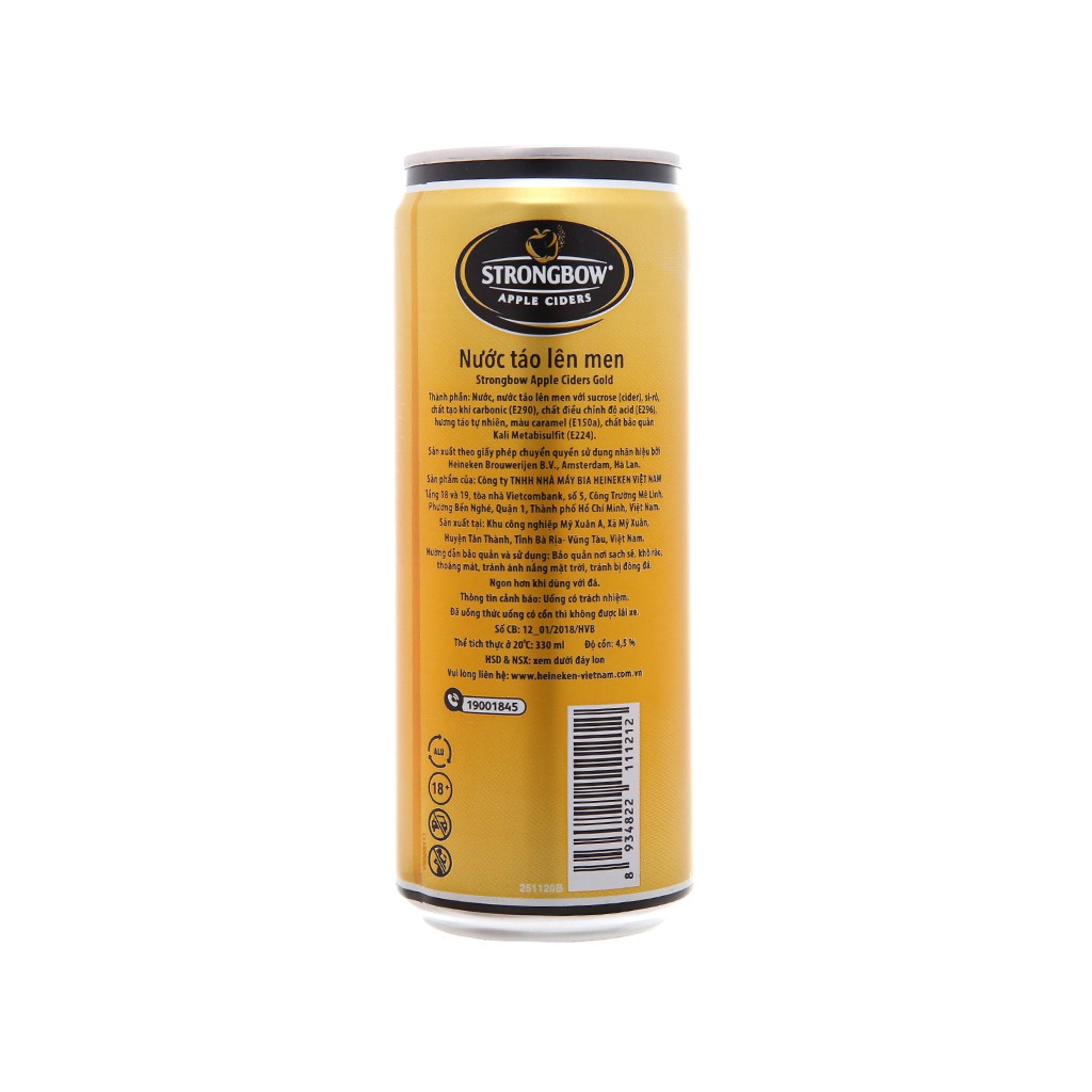 [ EXP:2022-06-05 ] Thùng 24 lon Strongbow gold 330ml/lon