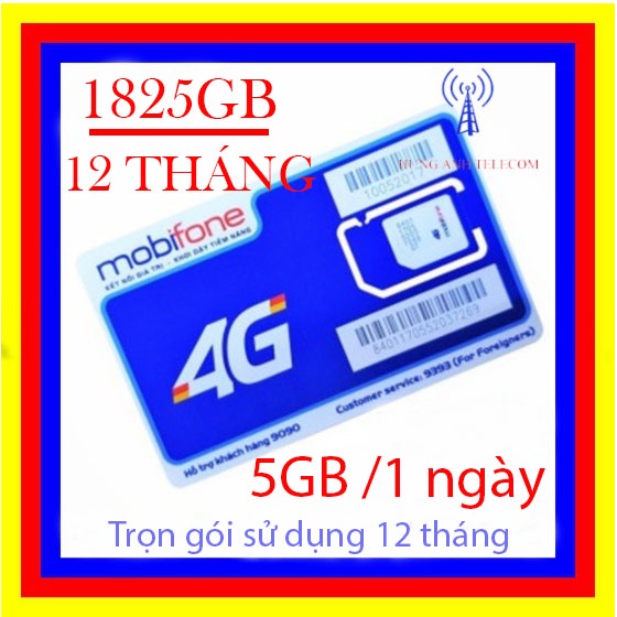 Sim 4G Mobifone 12FD50 5GB/Ngày 150GB/tháng - Trọn Gói 12 tháng Không Cần Nạp Tiền, Bảo hành 12 tháng