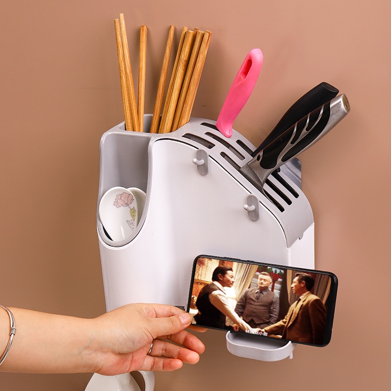 Ống Đựng Muỗng Đũa Treo Tường (T8) ,Cắm Dao Đũa Đa Năng Kèm Giá Đỡ Tiện Lợi (T8)