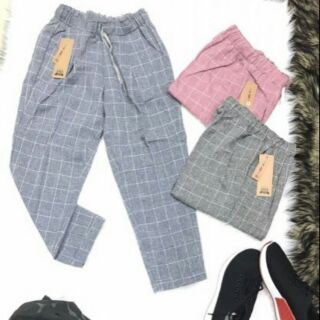 Quần baggy sọc karo , quần kaki thun lai bo